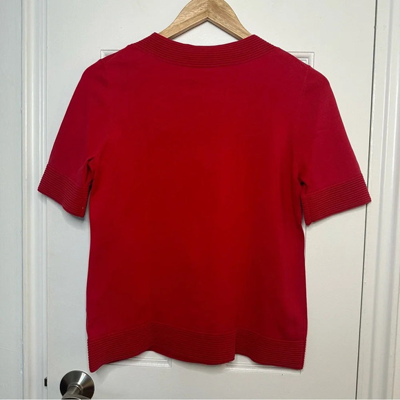 PENDLETON Petite Vintage Silk Blend Short Sleeve Keyhole Red Knit Top Old Money - Picture 5 of 7